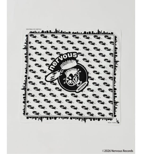 JOURNAL STANDARD「Nervous Records / ナーヴァス・レコーズ Nervous BANDANA」|バンダナ・スカーフ|ホワイト
