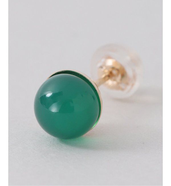 Lilas by Spick&Span「グリーンアゲート6mmカップボールピアス K10（両耳）」|ピアス|