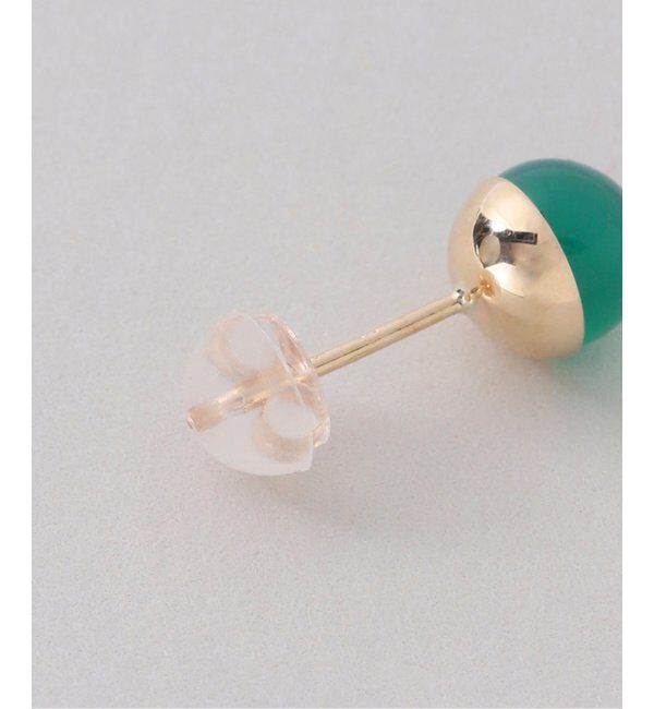 Lilas by Spick&Span「グリーンアゲート6mmカップボールピアス K10（両耳）」|ピアス|