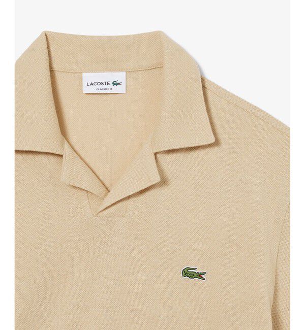 LACOSTE「コットン&times;リネン オープンカラーネックポロシャツ」|ポロシャツ|