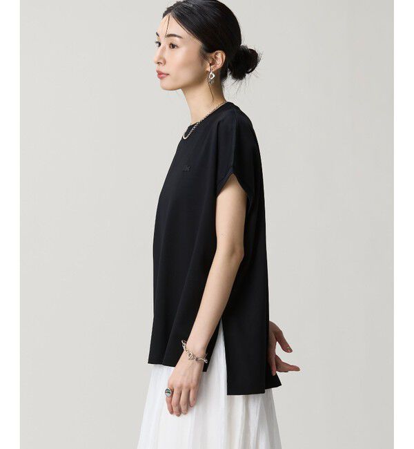 LACOSTE「【オンライン限定】LACOSTE オーバーサイズ フレンチスリーブ サイドスリット クルーネックTシャツ」|Tシャツ・カットソー|