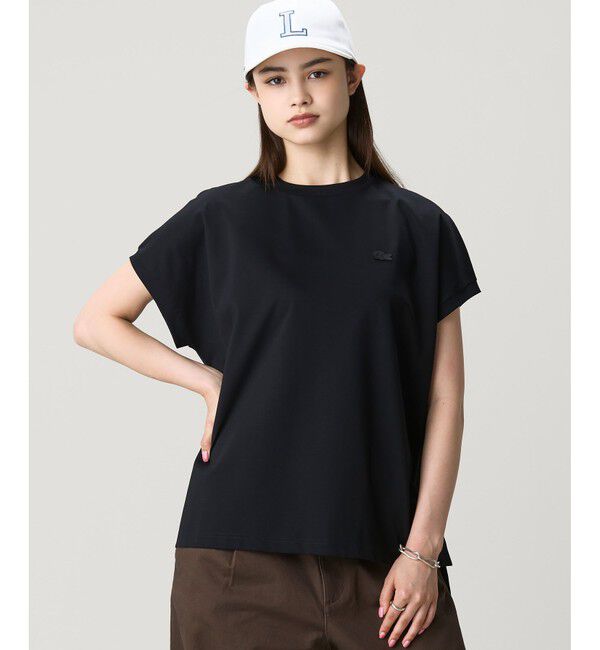 LACOSTE「【オンライン限定】LACOSTE オーバーサイズ フレンチスリーブ サイドスリット クルーネックTシャツ」|Tシャツ・カットソー|