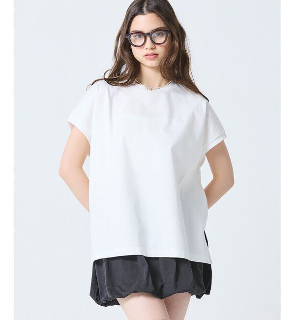 LACOSTE「【オンライン限定】LACOSTE オーバーサイズ フレンチスリーブ サイドスリット クルーネックTシャツ」|Tシャツ・カットソー|オフホワイト