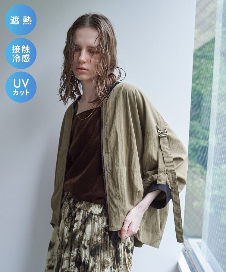 Editt by YECCA VECCA「【UVカット/接触冷感/遮熱】COOL5分袖MA-1」|ブルゾン・スタジャン|Khaki