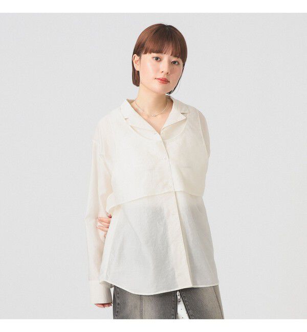 Ray BEAMS 「シアー レイヤード シャツ      26SS 日除け 紫外線対策 冷房対策 デザインシャツ 春夏」|シャツ・ブラウス|
