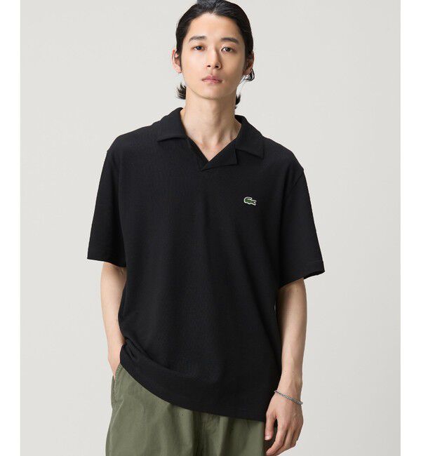 LACOSTE「コットン&times;リネン オープンカラーネックポロシャツ」|ポロシャツ|