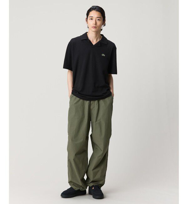 LACOSTE「コットン&times;リネン オープンカラーネックポロシャツ」|ポロシャツ|