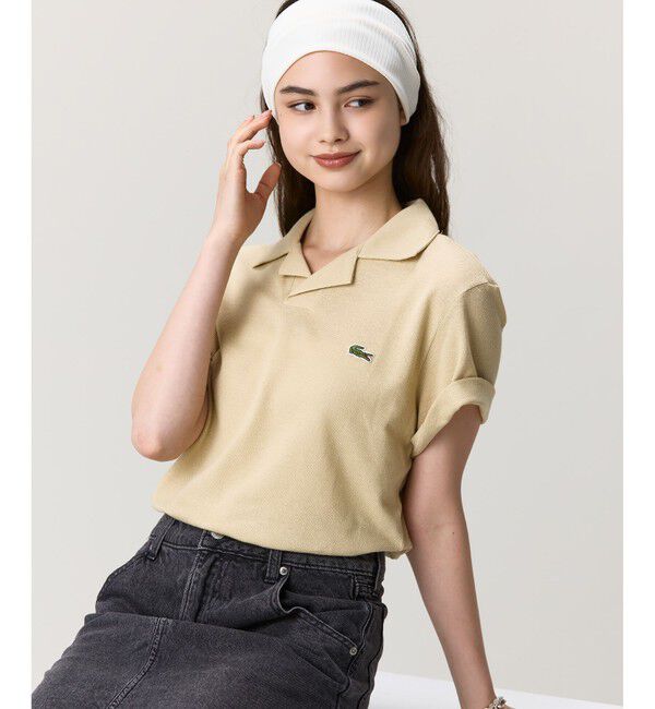 LACOSTE「コットン&times;リネン オープンカラーネックポロシャツ」|ポロシャツ|