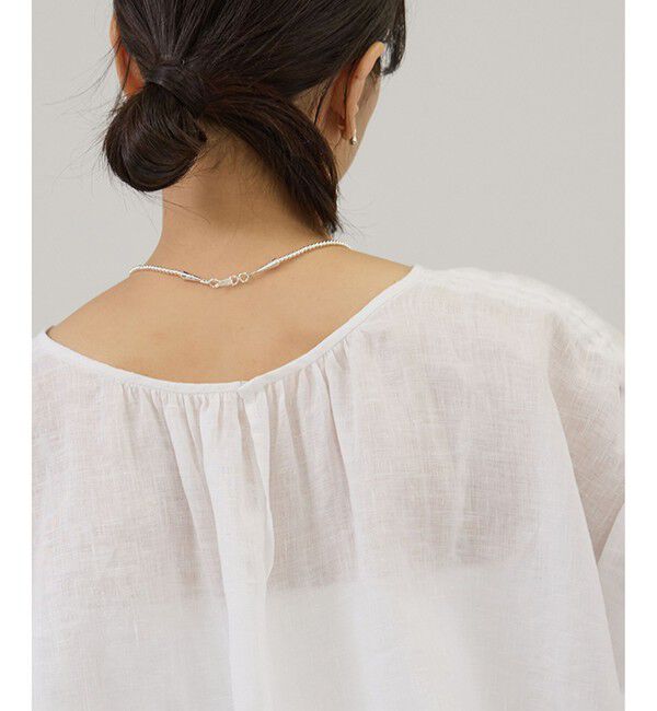 SALON adam et rope'「【WEB限定】ヨーロピアンリネンドロストギャザーブラウス」|シャツ・ブラウス|
