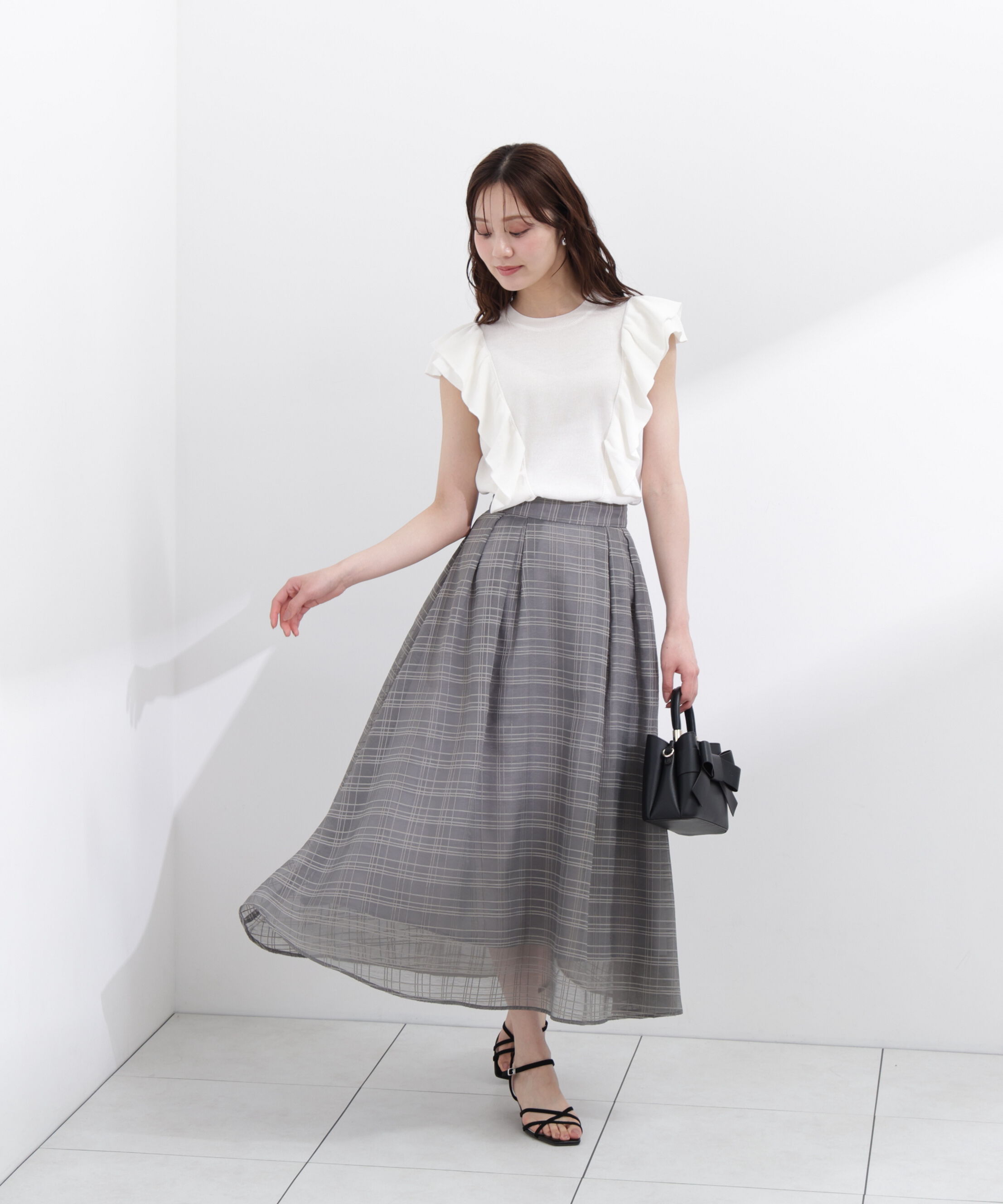 PROPORTION BODY DRESSING「＜中川紅葉さん着用＞シアーチェックタックスカート」|スカート|