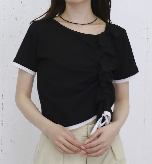 archives「フリルドロストカットＴＯＰＳ　５Ｓ」|Tシャツ・カットソー|BLACK