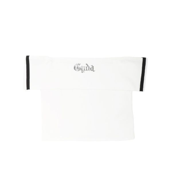 GYDA「Gyda bijouサイドラインオフショルショートTOPS」|Tシャツ・カットソー|