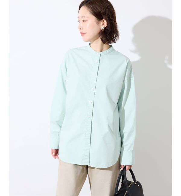 SLOBE IENA「《追加2》ROYAL NAVY/ロイヤルネイビー SLOBE別注 バンドカラーシャツ」|シャツ・ブラウス|