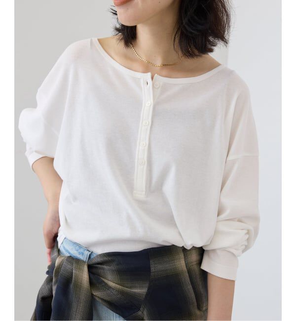 SLOBE IENA「フライスヘンリーネックワイドロンT」|Tシャツ・カットソー|ホワイト