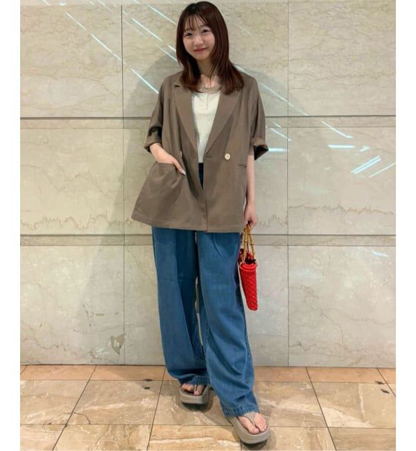 SLOBE IENA「《追加2》リネンレーヨンハーフスリーブジャケット」|その他|