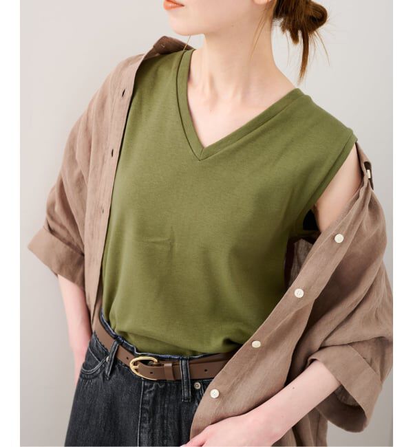 SLOBE IENA「《シリーズあり/12色展開》1dozen 汗染み防止Vネックノースリ」|Tシャツ・カットソー|