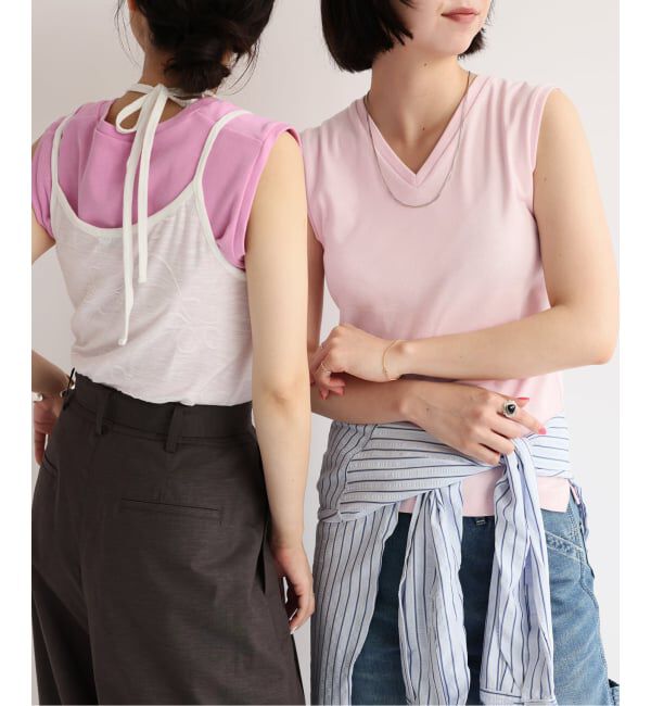 SLOBE IENA「《シリーズあり/12色展開》1dozen 汗染み防止Vネックノースリ」|Tシャツ・カットソー|