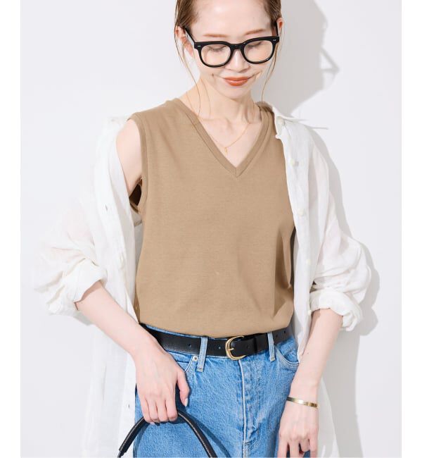 SLOBE IENA「《シリーズあり/12色展開》1dozen 汗染み防止Vネックノースリ」|Tシャツ・カットソー|