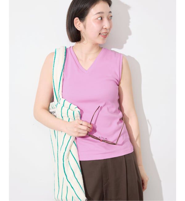 SLOBE IENA「《シリーズあり/12色展開》1dozen 汗染み防止Vネックノースリ」|Tシャツ・カットソー|ピンク A