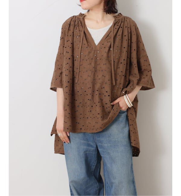 journal standard luxe「【SOIL】60s CAMBRIC ALL HEMLA FRILL GATHERE」|シャツ・ブラウス|ブラウン