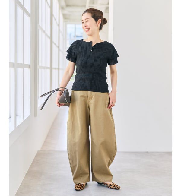 Spick and Span「袖フリルシアーリブニットプルオーバー」|ニット・セーター|