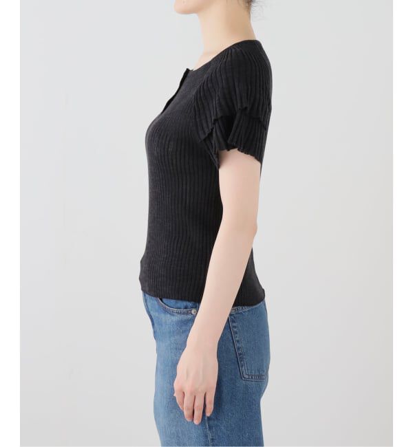 Spick and Span「袖フリルシアーリブニットプルオーバー」|ニット・セーター|