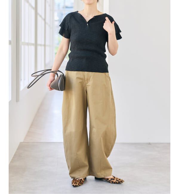 Spick and Span「袖フリルシアーリブニットプルオーバー」|ニット・セーター|