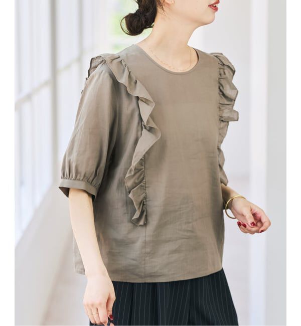 Spick and Span「ラミーコットンラッフルフリルブラウス」|シャツ・ブラウス|