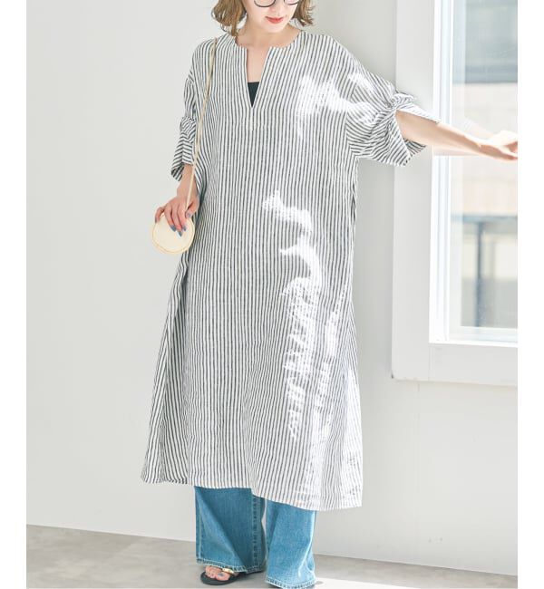 Spick and Span「TICCA リネンツイストスリーブワンピース」|ワンピース|