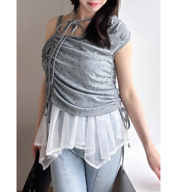 dazzlin「レースレイヤードギャザーカットトップス」|Tシャツ・カットソー|