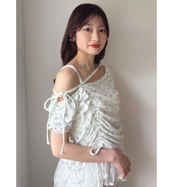 dazzlin「レースレイヤードギャザーカットトップス」|Tシャツ・カットソー|