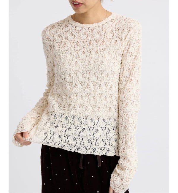 IENA「《一部カラーWEB限定/追加3》Flowerストレッチレースプルオーバー」|Tシャツ・カットソー|