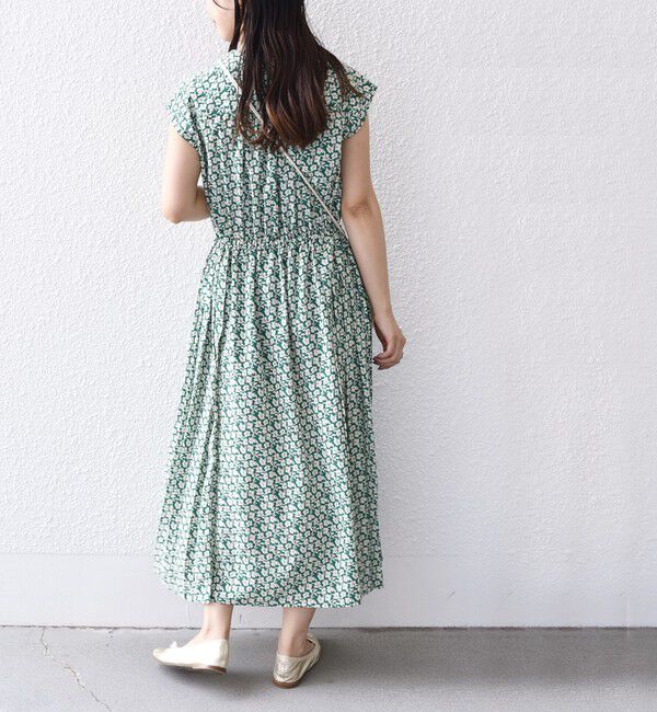 SHIPS for women「《一部予約》【WEB限定】〈洗濯機可能〉ドット 花柄 サイド プリーツ フレンチスリーブ ワンピース」|ワンピース|