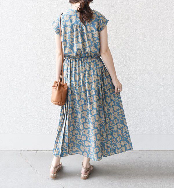 SHIPS for women「《一部予約》【WEB限定】〈洗濯機可能〉ドット 花柄 サイド プリーツ フレンチスリーブ ワンピース」|ワンピース|