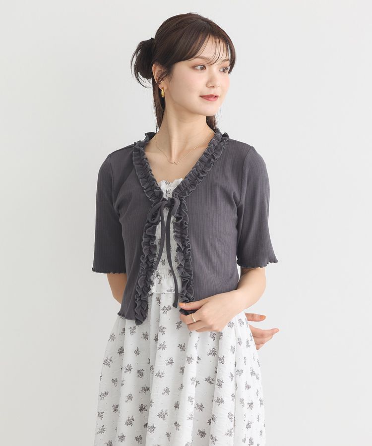 earth music&ecology「フリルカットリブカーディガン」|Tシャツ・カットソー|