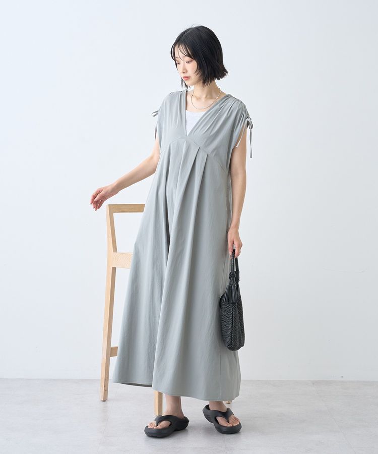 AMERICAN HOLIC「【マルチ機能】Vネックドロストショルダーワンピース」|ワンピース|Grayish Khaki
