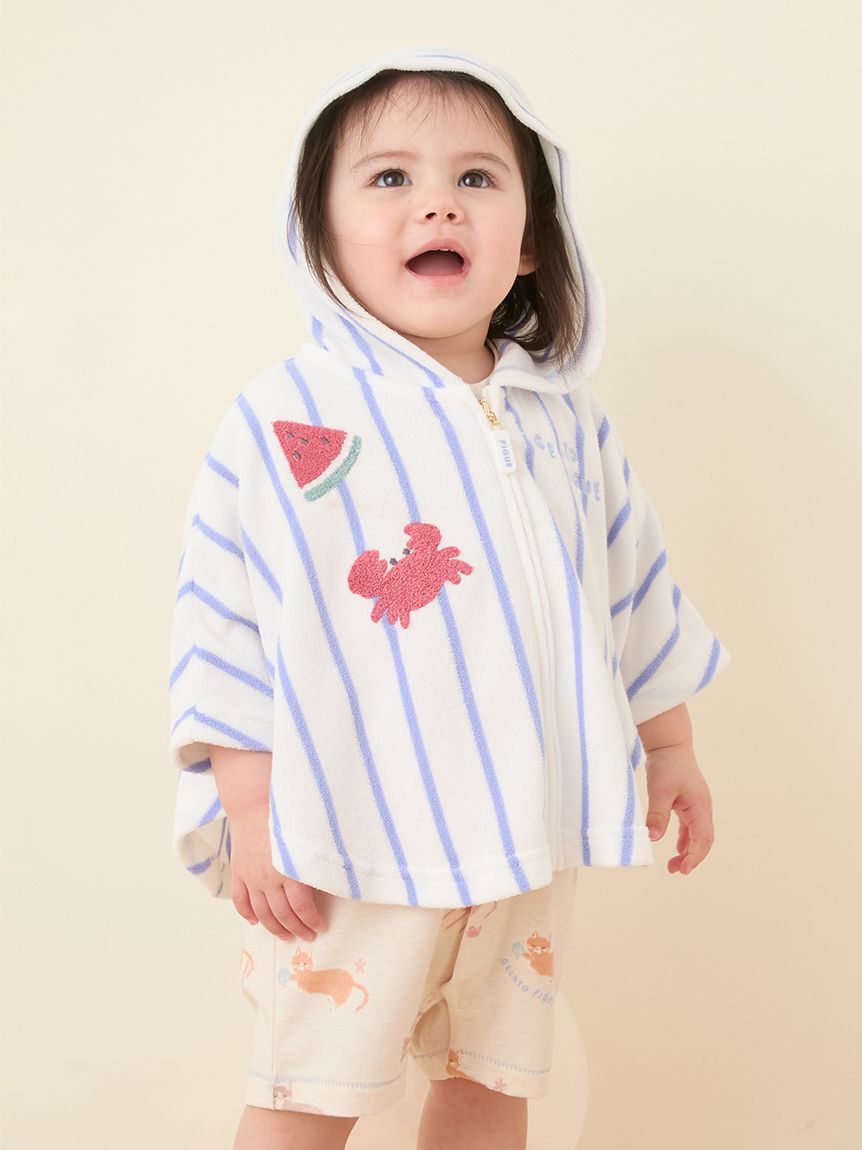GELATO PIQUE KIDS & BABY「【BABY】【UVカット】ストライプパイルポンチョ」|その他ベビーウェア|