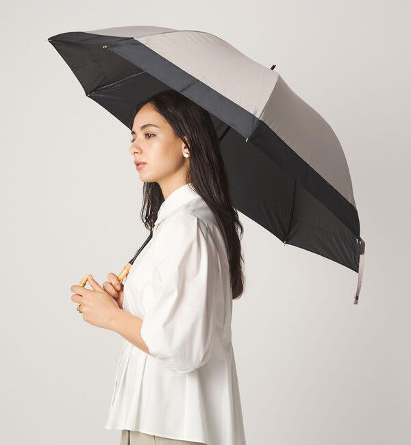 UNITED ARROWS green label relaxing「【WEB限定 / 別注】＜because＞グログランテープアンブレラ 長傘 晴雨兼用 レイン」|傘|LT.GRAY