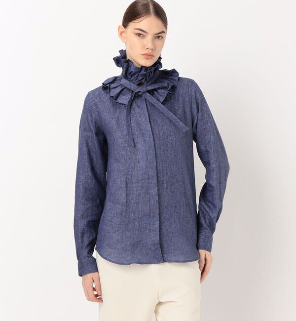 TOMORROWLAND BUYING WEAR「BOURRIENNE PASTEL リネン ラッフルカラーシャツ」|シャツ・ブラウス|