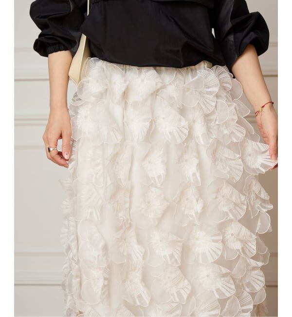 IENA LA BOUCLE「IENA LA BOUCLE フラワーモチーフオーガンジースカート」|スカート|