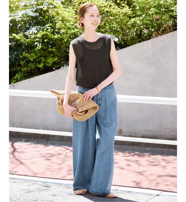 SLOBE IENA「《WEB限定/3サイズ展開/追加5予約》LEDENIM TUCK TROUSERデニム」|デニム|