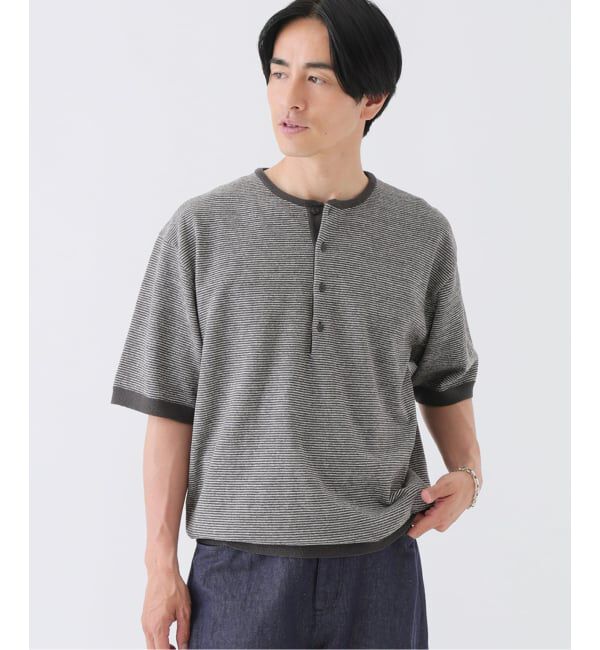 EDIFICE「《EDIFICE by PIPPIOLINO》パイル ボーダー ヘンリー」|Tシャツ・カットソー|