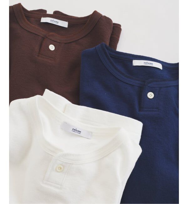 JOURNAL STANDARD relume「ブロック インレイ 1ボタン ヘンリーネック Tシャツ」|Tシャツ・カットソー|