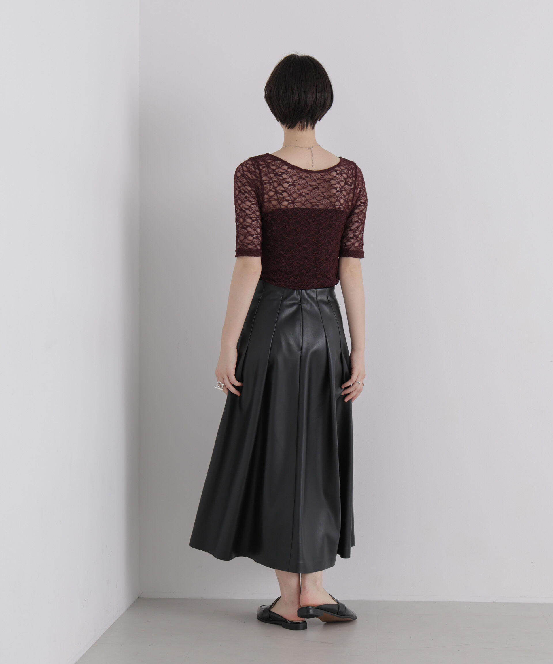 NANO universe「前後2wayシアーストレッチレーストップス」|Tシャツ・カットソー|