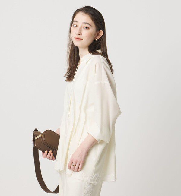 UNITED ARROWS「レースコンビ スキッパー ブラウス」|シャツ・ブラウス|
