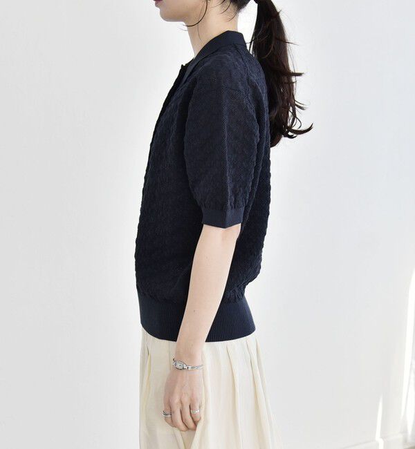 quaranciel「《一部追加予約》quaranciel:〈手洗い可能〉透かし編み ポロ ニット プルオーバー」|ニット・セーター|