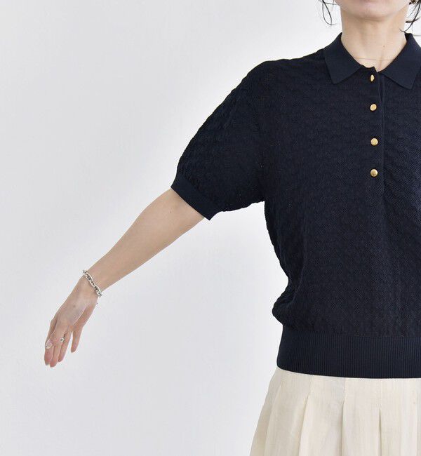quaranciel「《一部追加予約》quaranciel:〈手洗い可能〉透かし編み ポロ ニット プルオーバー」|ニット・セーター|