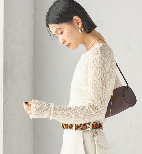 SHIPS for women「《予約》〈手洗い可能〉シュリンク レース ヘンリーネック 2WAY プルオーバー」|Tシャツ・カットソー|