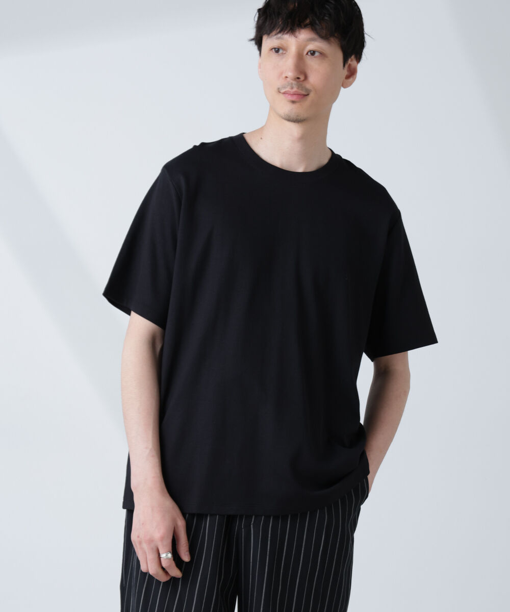 nano･universe「WEB限定/Anti Soaked(R) 汗染み防止 クルーネックレギュラーシルエットTシャツ」|Tシャツ・カットソー|ブラック