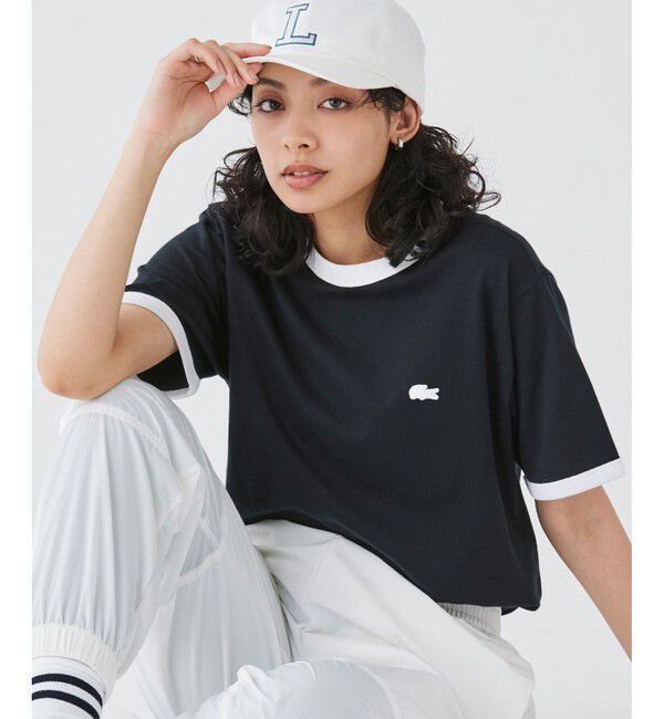 LACOSTE「【オンライン限定】LACOSTE ワンポイントロゴ リンガーTシャツ」|Tシャツ・カットソー|